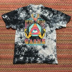 BUCKED UP STREETWEAR GREY TIEDYE NEED MORE GAINS GRAPHIC TEE